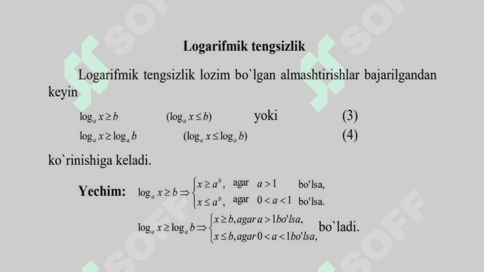 Ko'rsatkichli va logarifmik tengsizliklar 4