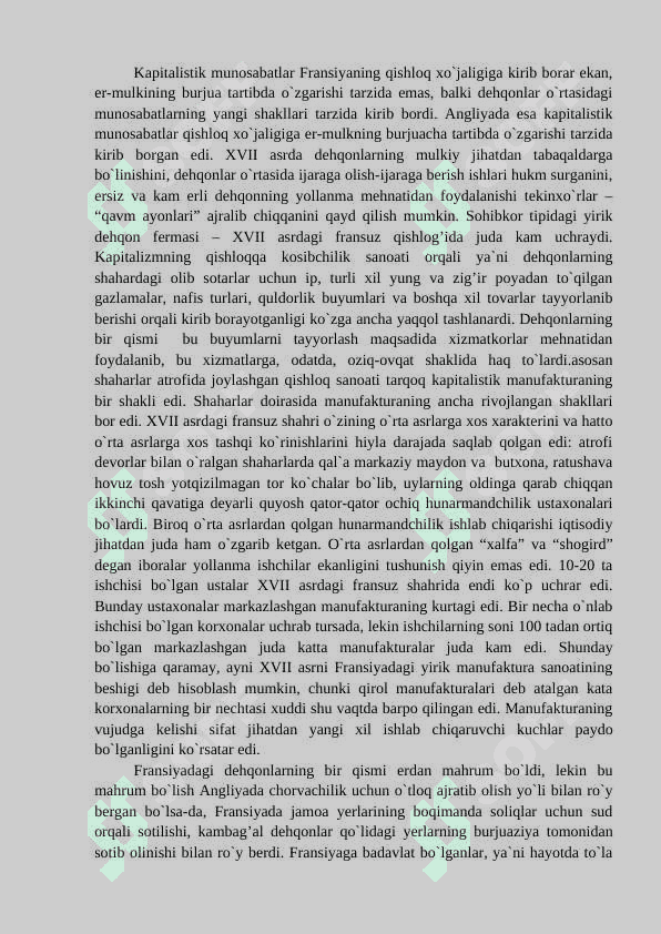 Yevropada XVII asrning ikkinchi yarmi XVIII asrda feodal absolyut tuzumi 5