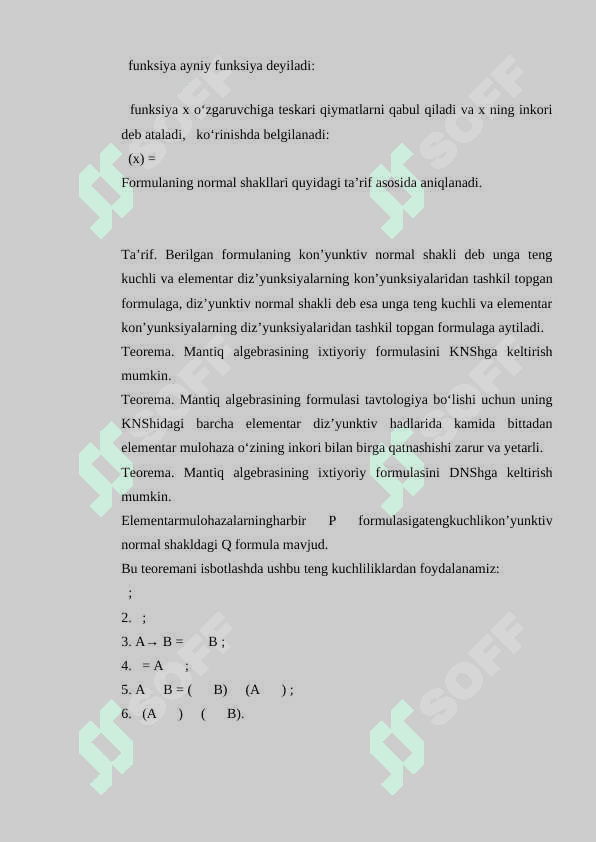 Normal formulaga keltirish haqida teorema va Aksiomalar 5