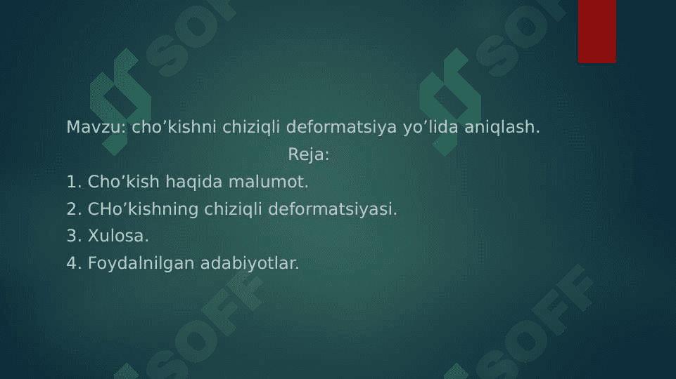 Chokishni chiziqlideformatsiya yolida aniqlash 2
