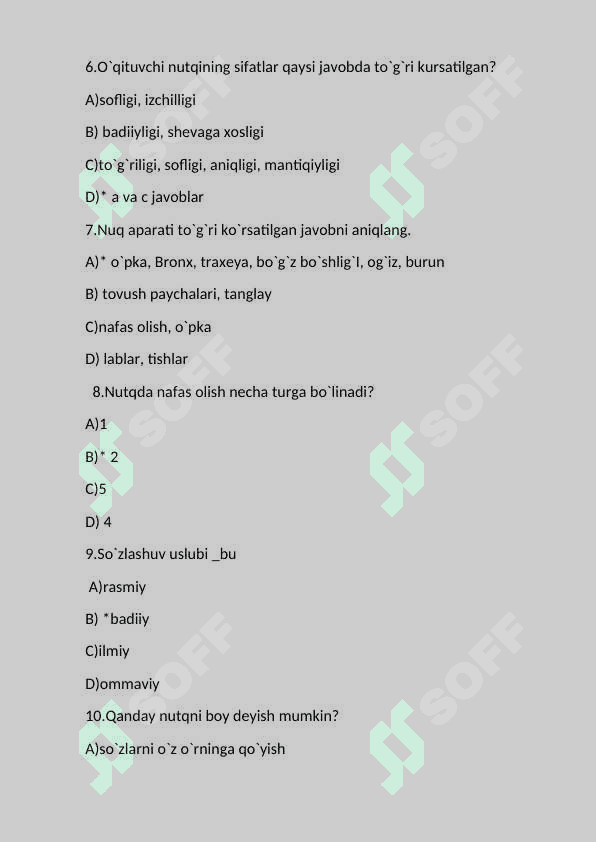 NUTQ MAVZUSIDA TEST 2