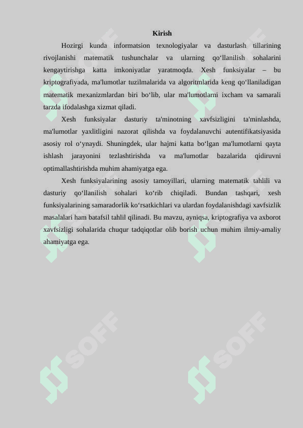 Xesh funksiyalar va ularning tahlili 2