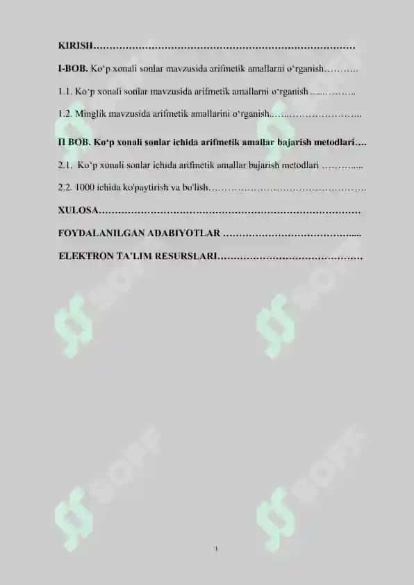 Ko‘p xonali sonlar mavzusida arifmetik amallar 2