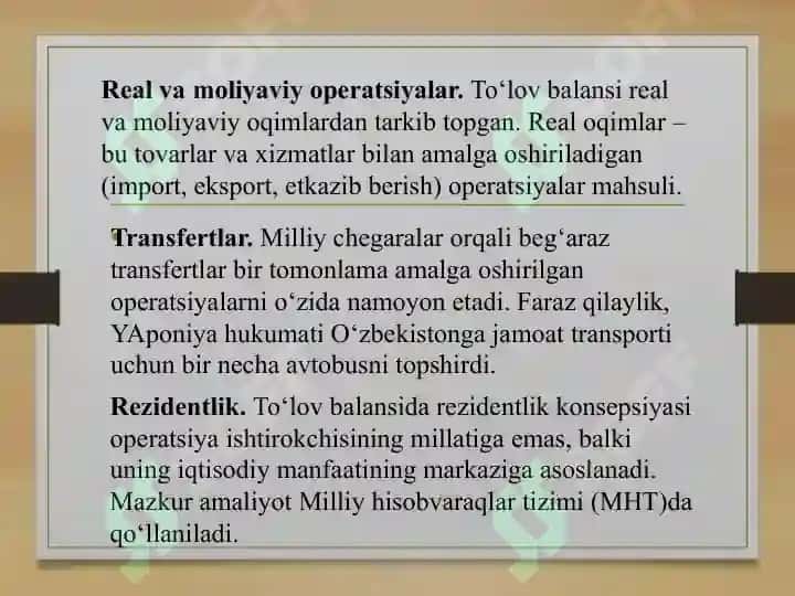 XALQARO TO‘LOV BALANSINING IQTISODIY TAHLILI 6