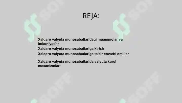 Xalqaro valyuta munosabatlari 2