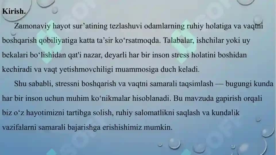 Stressni boshqarish va vaqtni samarali taqsimlash 2
