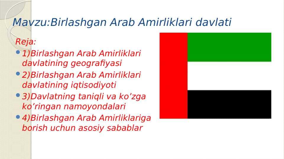 Birlashgan Arab Amirliklari davlati pptx
