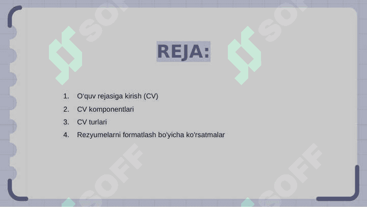 o'quv rejasi (CV) 2