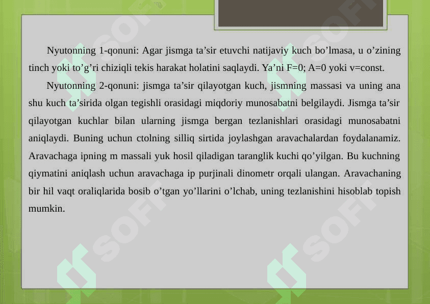 Dinamika qonunlarining tadbiqi 4