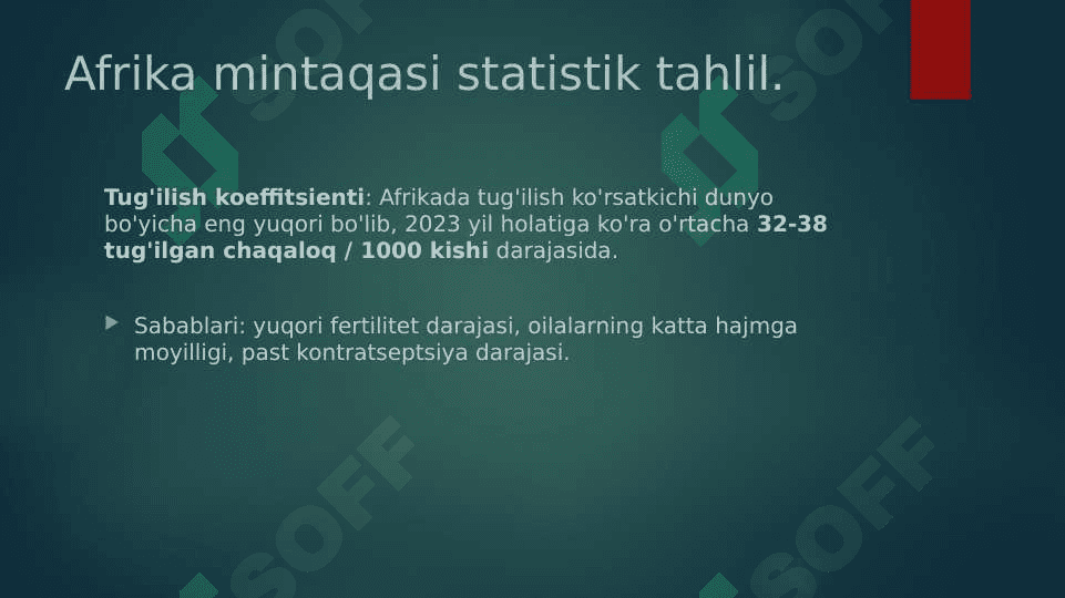 Afrika, Avstraliya va okeaniya demografiyasi, taqdimot 3