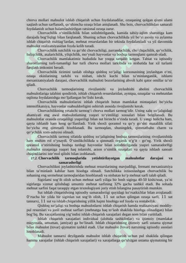 Chorvachilik (qoramolchilik, qo‘ychffik, echkichilik) tarmoqlari iqtisodiyoti 2