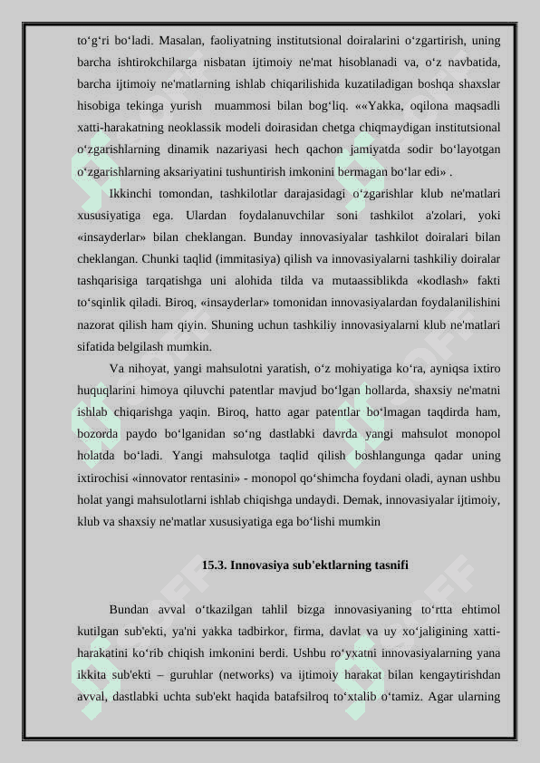 RIVOJLANISHNING INSTITUTSIONAL NAZARIYASI VA TASHKILIY INNOVASIYALAR SUB'EKTALARI 4
