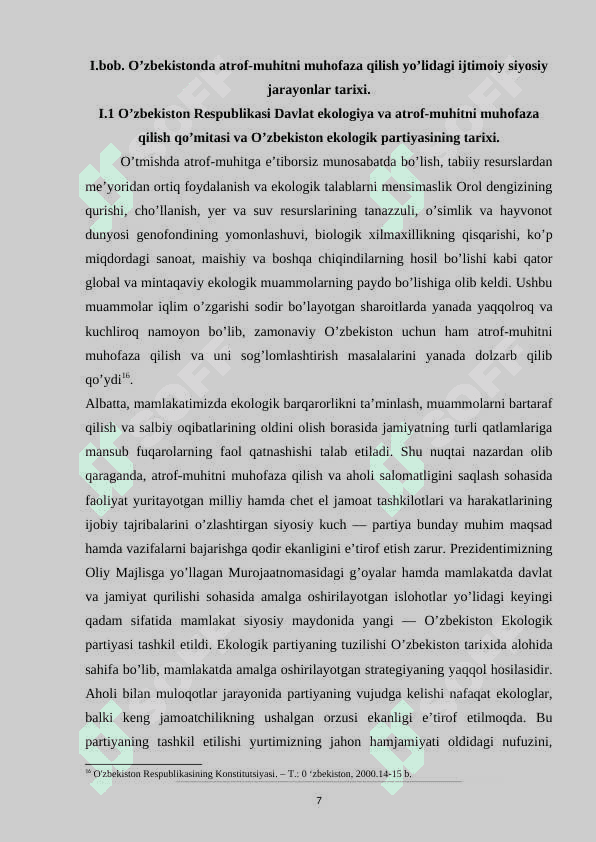 Davlat tomonidan tabiatni va atrof-muhitni muhofaza qilish borasida qabul qilingan qonun va qarorlar tarixi 7