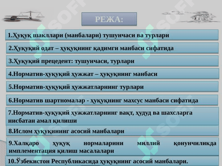 ҲУҚУҚ ШАКЛЛАРИ (МАНБАЛАРИ) 2
