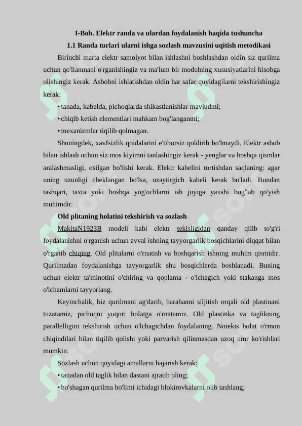 Oʼquvchilarga randalash va randa turlari ularni ishga sozlash mavzusi 4