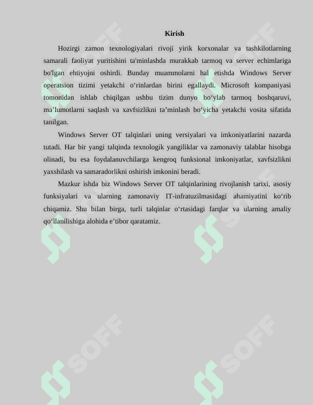 Windows Server Ot talqinlarining funktional imkoniyatlari 2