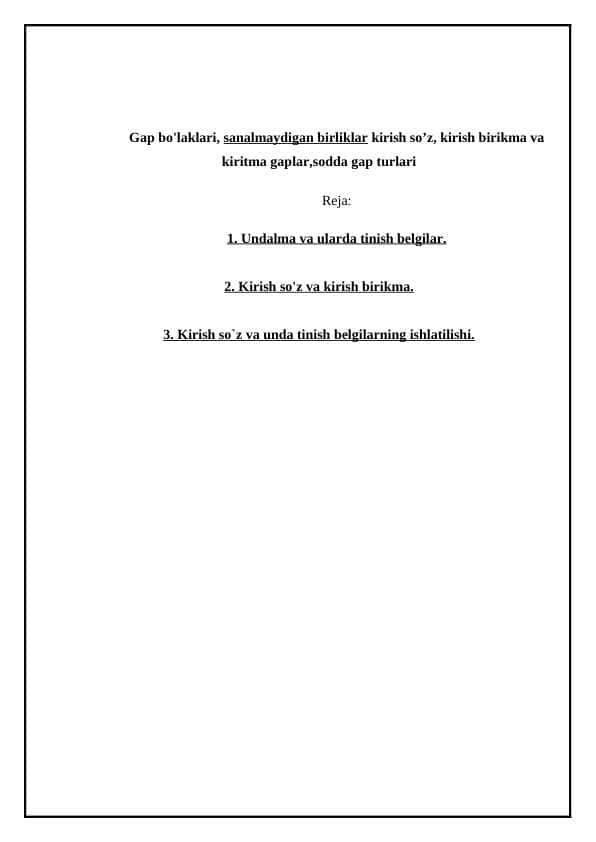 Gap bo'laklari sanalmaydigan birliklar. 1