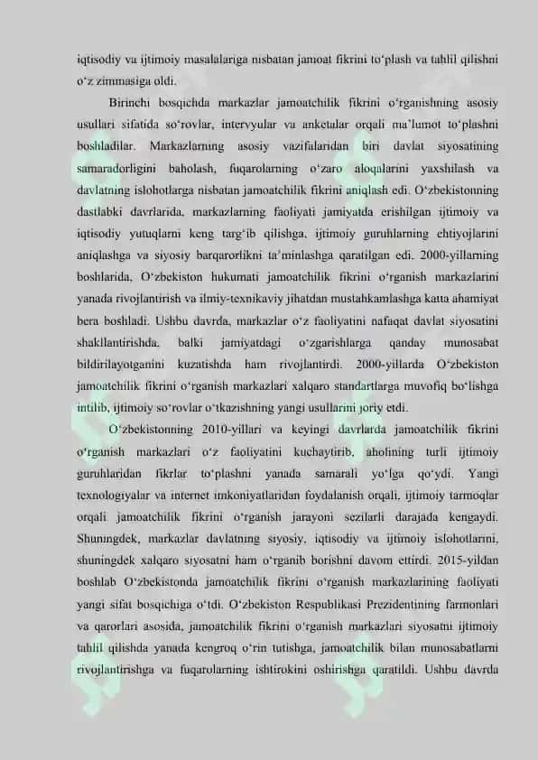 O'zbekistonda jamoatchilik fikrini o'rganish markazining faoliyati 8