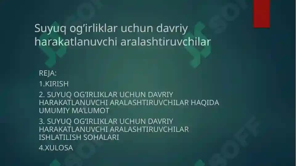 Suyuqog’irliklar uchun davriy harakatlanuvchi aralashtiruvchilar 2