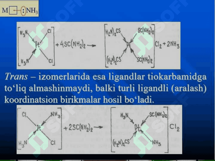 KOMPLEKS BIRIKMALAR REAKSION QOBILYATI. LEGANDLARNING ALMASHINISH QOBILYATI. 8