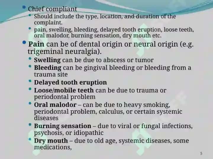 Examination and Diagnosis of Dental Patients 5