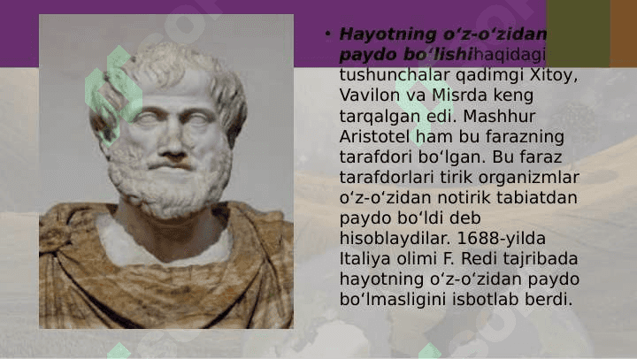 YERDA HAYOTNING PAYDO BO'LISHI HAQIDA NAZARIYALAR. 4