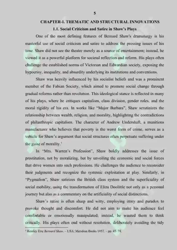 The Uniqueness of Bernard Shaw's Dramaturgy 6