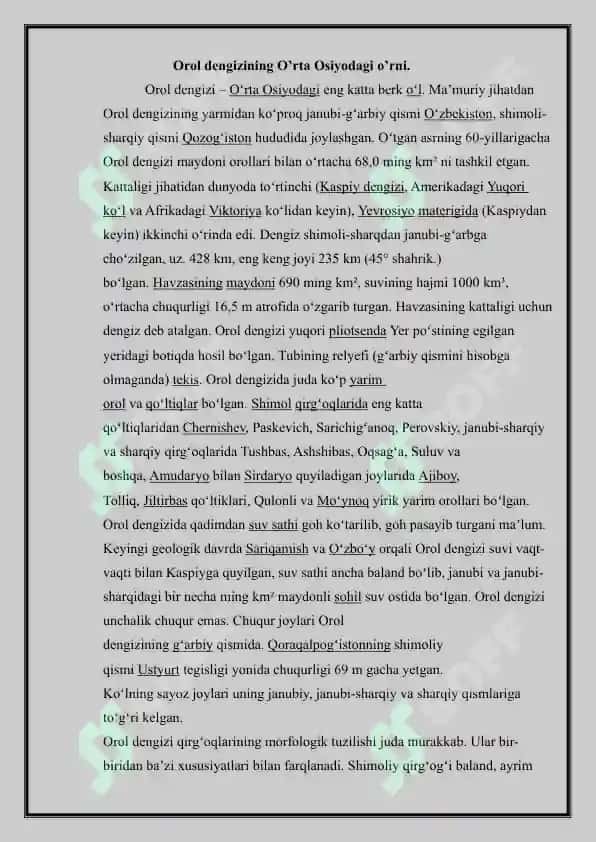 Orol dengizi muommolari 3
