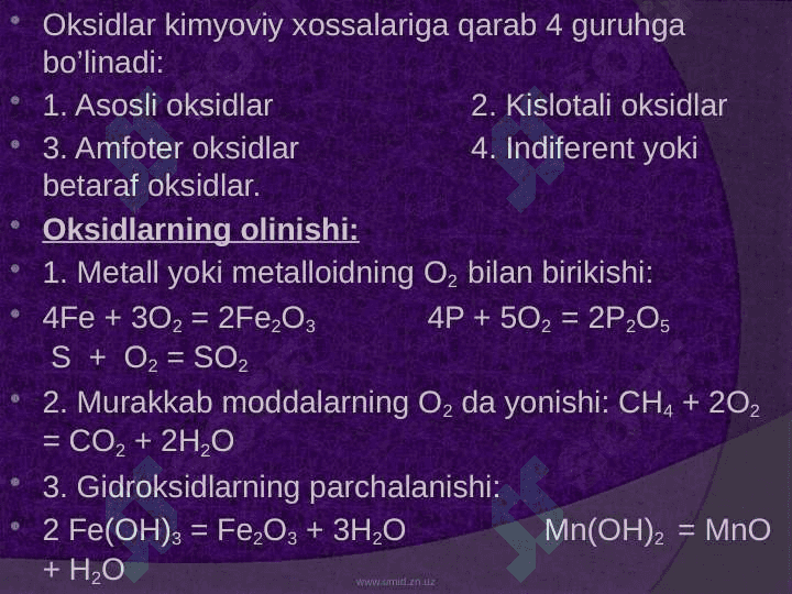 ANORGANIK BIRIKMALARNING ASOSIY SINFLARI. 3