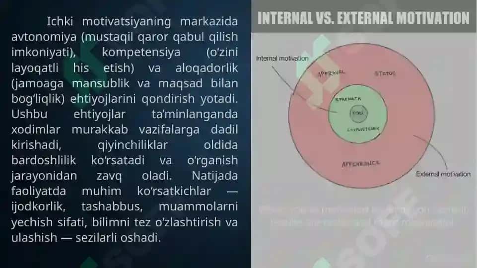 Ichki va tashqi motivatsiya, ularning samaradorlikka ta'siri 8