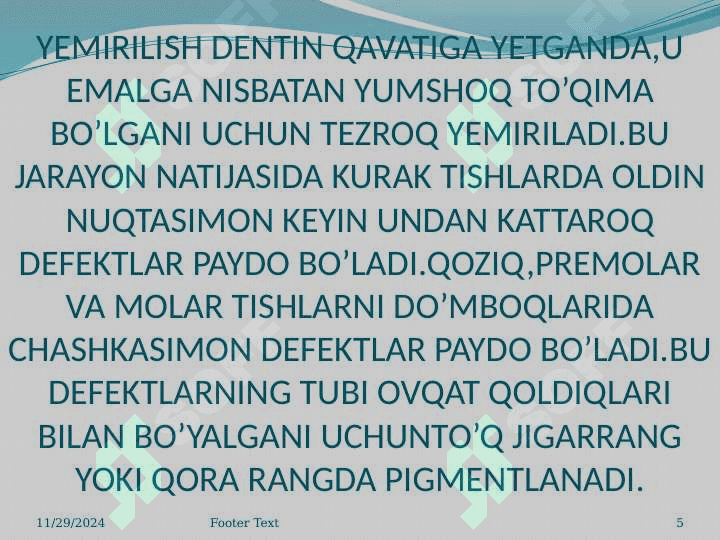 6-sinf karies kovakni charxlashning o'ziga xos tomonlari. 5