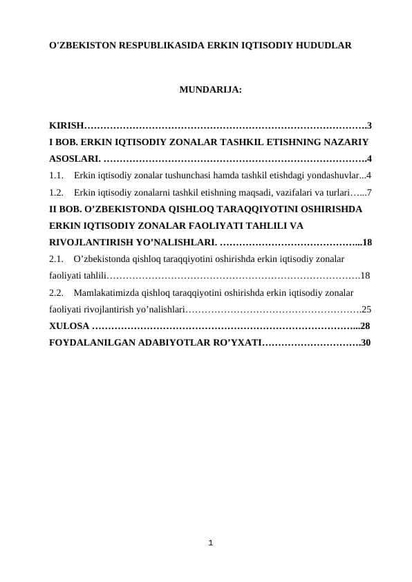Oʻzbekiston respublikasida erkin iqtisodi hudud 1