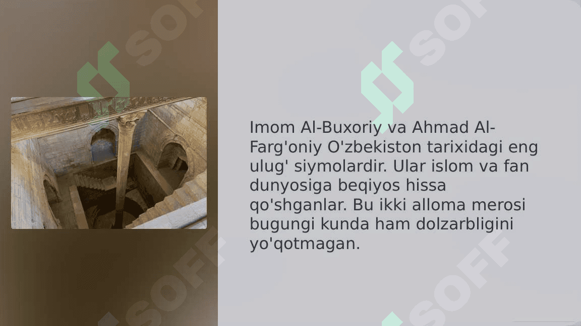 Imom Al-Buxoriy hayoti va ijodi.Ahmad Al-Farg'oniy merosi. 3