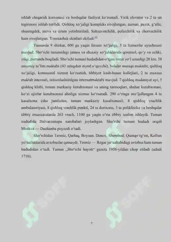 Paxta tolalaridan ip ishlab chiqarish texnologiyasini loyihalash, iqtisodiy samaradorligini aniqlash va mehnat muhofazasini ta’minlash 7