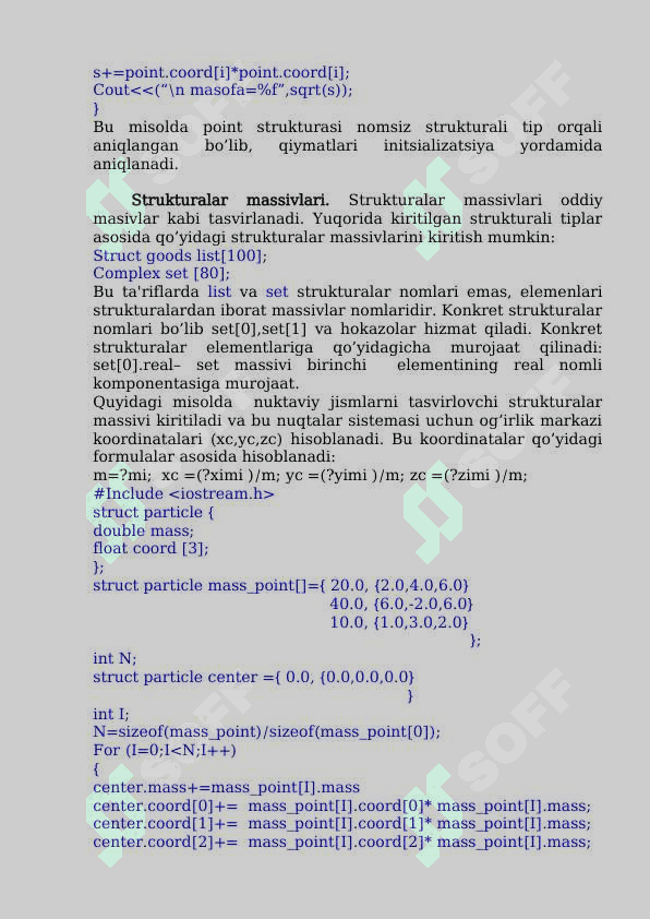 C++ da fayl toifasidagi strukturaviy ma'lumotlarni soha bo'yicha ishlatgan holda dastur tuzish. 7