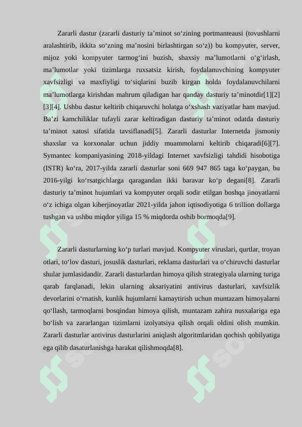 ZARARKUNANDA DASTURLARNING TURLARI. 2