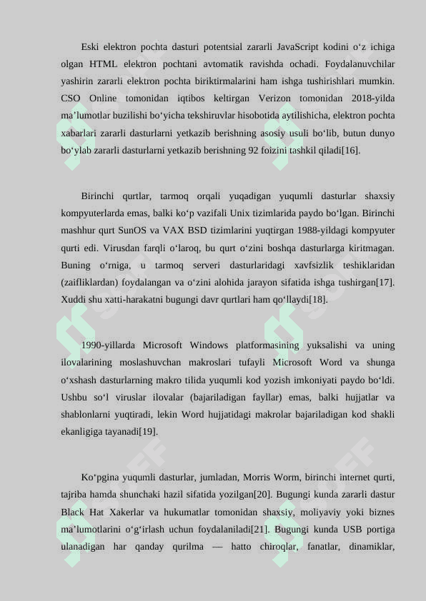 ZARARKUNANDA DASTURLARNING TURLARI. 4