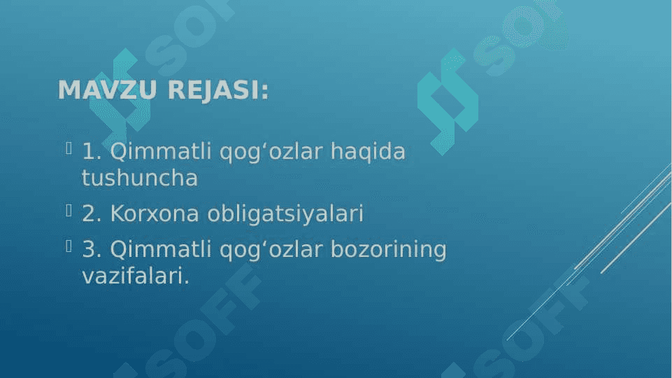 Qimmatli qog’ozlar bozorining makroiqtisodiy roli va vazifalari. 2