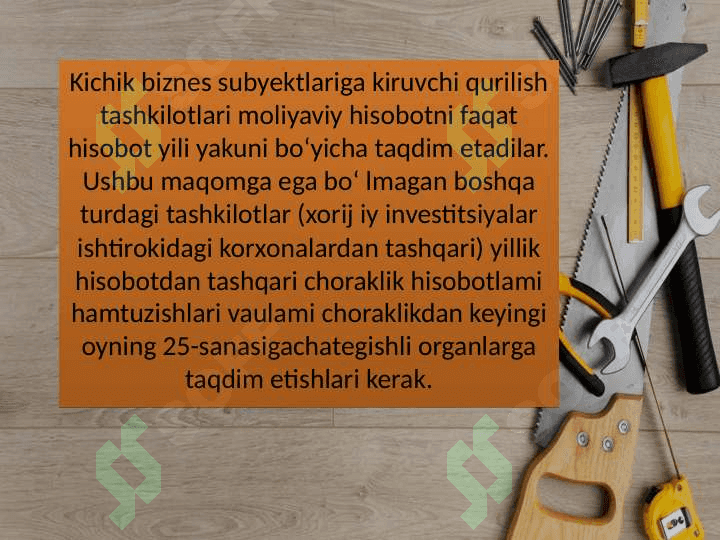 Qurilish tashkilotlarida moliyaviy hisobotlarni tayyorlash va tuzish 8