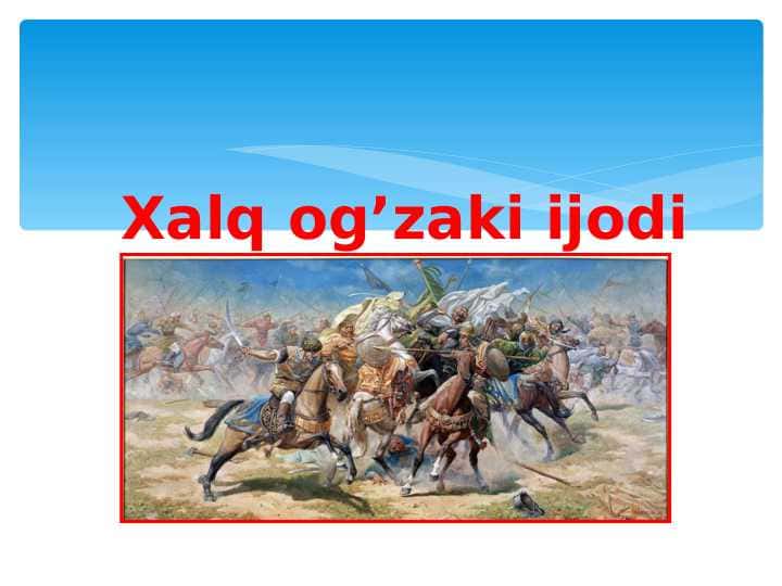 Xalq og’zaki ijodi