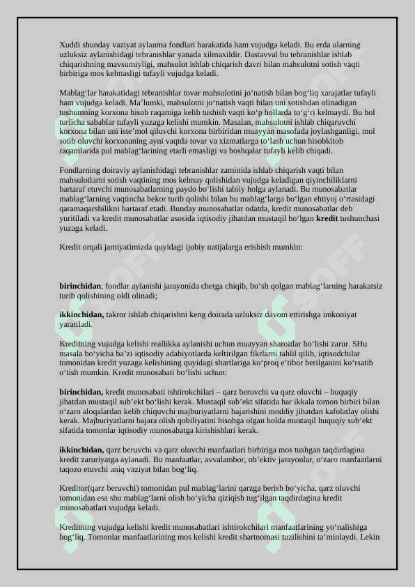 Kreditning zarurligi, funksiyalari, turlari va shakllari 5