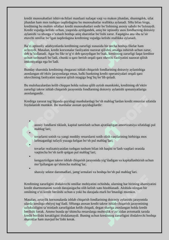 Kreditning zarurligi, funksiyalari, turlari va shakllari 6