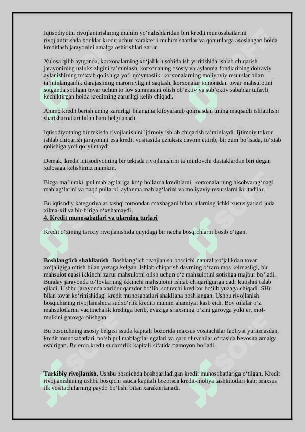 Kreditning zarurligi, funksiyalari, turlari va shakllari 7