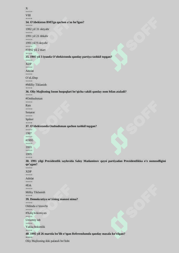 Test savollari Oʻzbekiston tarixi 6