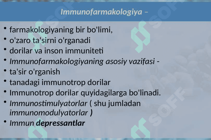 Klinik farmakologiya immunotrop dorilar 2