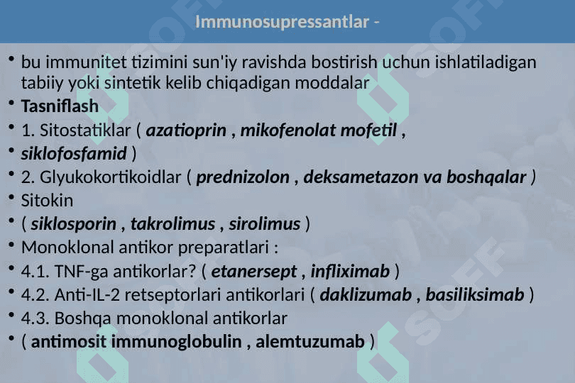 Klinik farmakologiya immunotrop dorilar 8