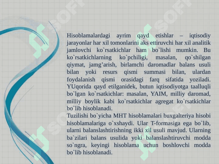 TURLI IQTISODIY SEKTORLARDA ISHLAB CHIQARISH HISOBLAMALARIDAN FOYDALANISH 4
