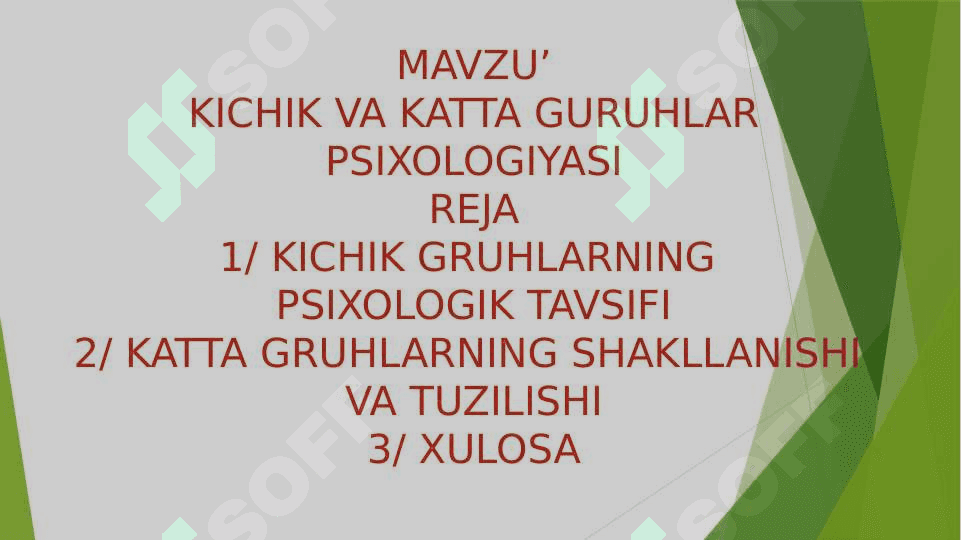 KICHIK VA KATTA GURUHLAR 2