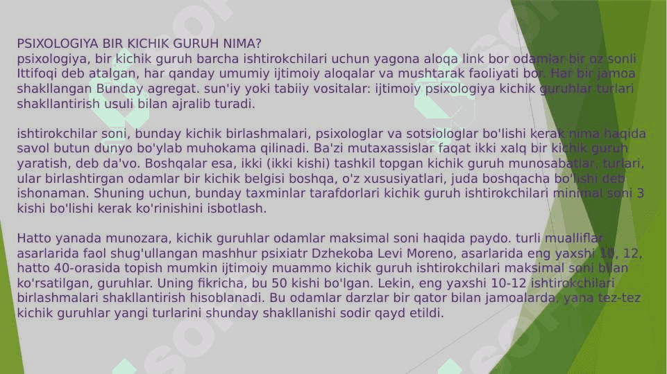 KICHIK VA KATTA GURUHLAR 3