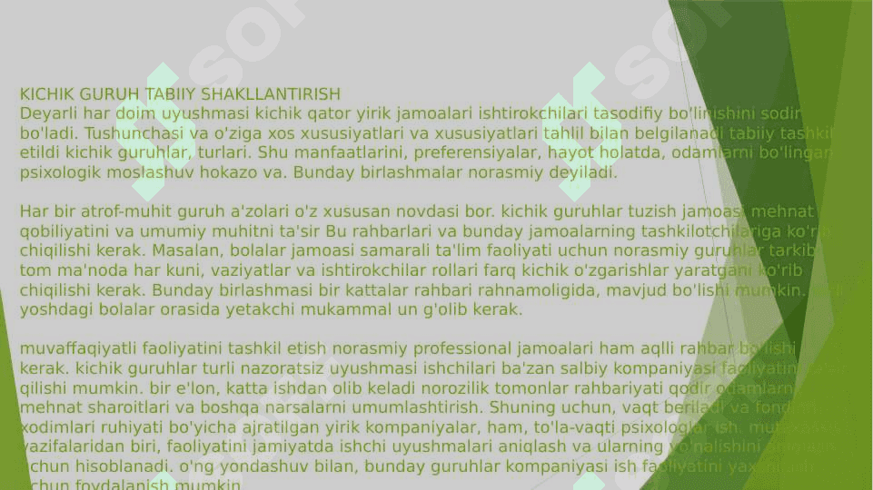KICHIK VA KATTA GURUHLAR 4